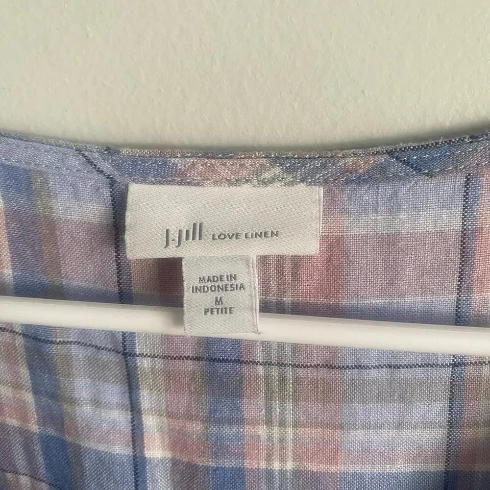 J. Jill Love Linen Rain Drop Multi Sleeveless A Line Shift Maxi Dress Medium - Picture 6 of 10